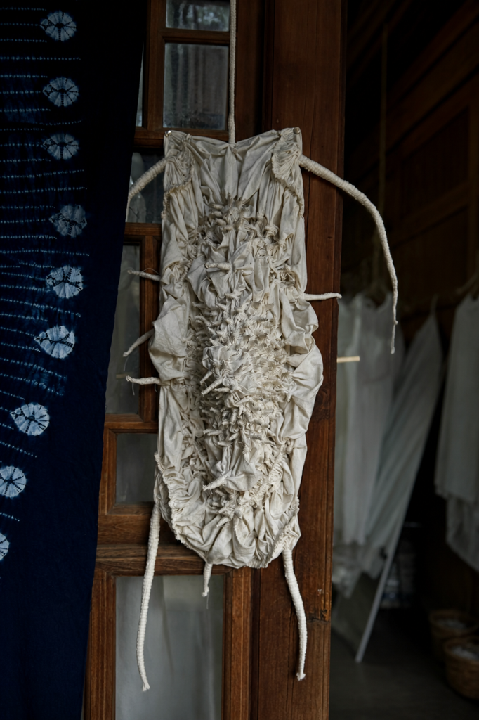 Textile experiment hung by a window in Yunnan